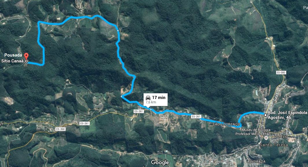 localização da Pousada Sítio Canaã